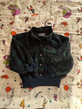 Pendleton Black & Dark Green Plaid Quilted-Collar Wool Jacket